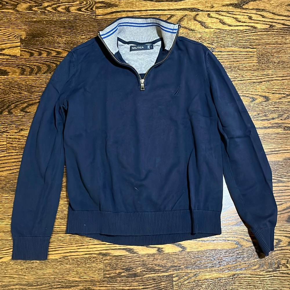 Nautica navy blue quarter zip sweater